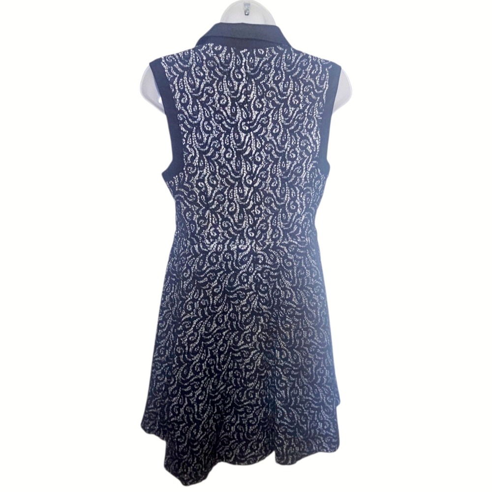 Betsey Johnson Womens Black White Lace Zip Front Fit Flare Dress Size 8 Retro - Picture 5 of 11